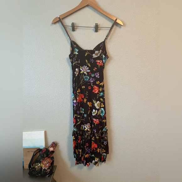 Y2K Preppy Fairy Babydoll Midi Dress Size S Boho Gypsy grunge ruffle brown - Picture 10 of 12